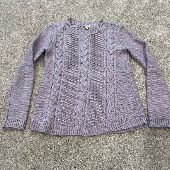 J Crew Women's Lilac Purple Cableknit Wool Sweater Longsleeve Crewneck Size XS - Picture 7 of 7